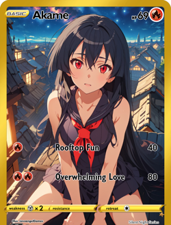 LoveangelGames-Season 2- Custom Card- Waifu Universe-Akame- Rooftop - Image 1