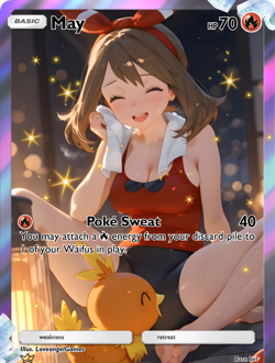 LoveangelGames-Season 4- Custom Card- Waifu Universe-May-Poke Sweat - Image 1