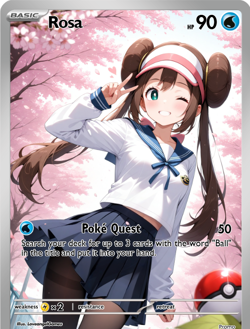 LoveangelGames-Season 2- Custom Card- Waifu Universe- Rosa Poke Quest - Image 1