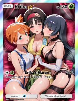 LoveangelGames-Season 2- Custom Card- Waifu Universe-Erika Harem (Promo) - Image 1