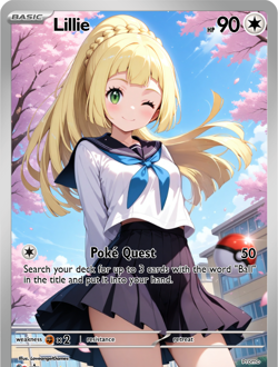 LoveangelGames-Season 2- Custom Card- Waifu Universe- Lillie Poke Quest - Image 1
