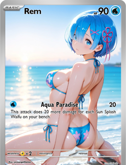 LoveangelGames-Season 2- Custom Card- Waifu Universe-Rem Sunsplash - Image 1