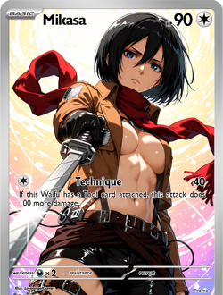 LoveangelGames-Season 2- Custom Card- Waifu Universe- Mikasa - Image 1
