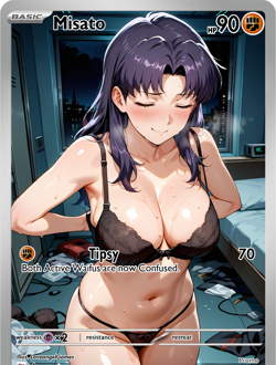 LoveangelGames-Season 2- Custom Card- Waifu Universe-Misato Tipsy - Image 1