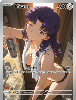 LoveangelGames-Season 2- Custom Card- Waifu Universe-Misato Beer Me! - Image 1