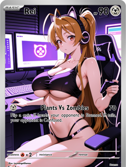 LoveangelGames-Season 2- Custom Card- Waifu Universe- Rei Gamer - Image 1