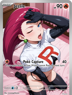 LoveangelGames-Season 2- Custom Card- Waifu Universe-Jesssie Poke Capture - Image 1