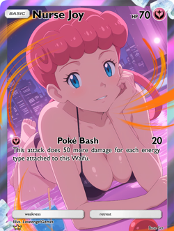 LoveangelGames-Season 4- Custom Card- Waifu Universe-Nurse Joy-Poke Bash - Image 1
