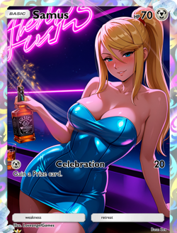 LoveangelGames-Season 4- Custom Card- Waifu Universe-Samus-Celebration - Image 1