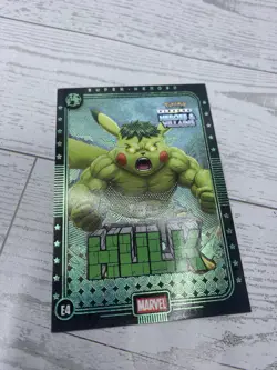 Pikachu as HULK #E4 Rare Green Holo ⚡Heroes & Villains (non-Pokemon fan art) - Image 2