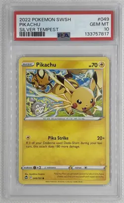 2022 Pokemon SWSH Pikachu #49 Silver Tempest PSA 10 Gem Mint 🌶🥵 - Image 1