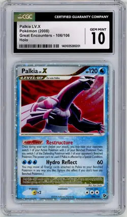 Pokemon Palkia Lv. X #106 Great Encounters Level X CGC 10 Gem Mint - Image 1