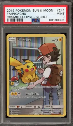 Pokemon Pikachu Cosmic Eclipse Secret Rare Full Art #241 PSA 9 Mint - Image 1