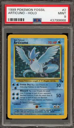 Pokemon Articuno Fossil Unlimited Holo Rare #2 PSA 9 Mint - Image 1