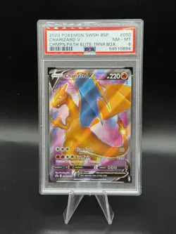 2020 POKEMON SWSH BLACK STAR PROMO #050 CHARIZARD V PSA 8 - Image 1