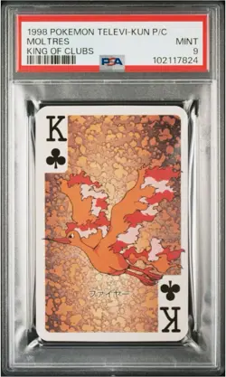 PSA9 1998 POKEMON TELEVI-KUN MAGAZINE PLAYING CARDS MOLTRES KING OF CLUBS - Image 1