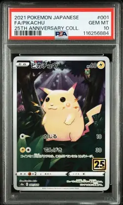 PSA 10 Pikachu 001/028 25th Anniversary 2021 Pokemon Card Japanese - Image 1
