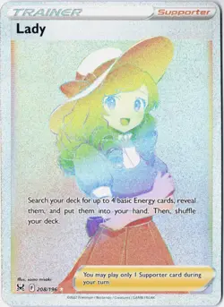 Lady 208/196 Lost Origin Full Art Rainbow Secret Rare Holo Pokemon Card NM - Image 1