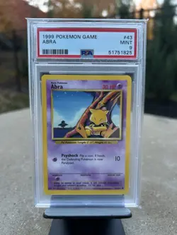 1999 POKEMON BASE UNLIMITED ABRA PSA 9 MINT 43/102 - Image 1