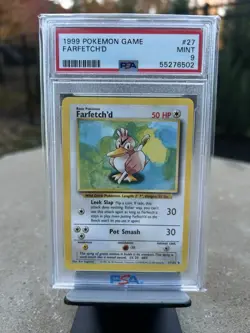 1999 Pokemon Base Set Unlimited Farfetch'd #27 PSA 9 - Image 1