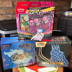 Pokemon Mega Evolutions ETB, Stellar Crown ETB, Mega Diancie Deck (3 Item Set) - Image 1