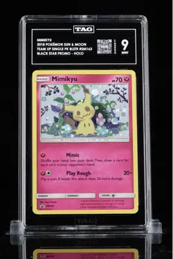Pokemon Holo Mimikyu 2019 - Black Star Promo SM163 TAG 9 (1st TAG graded!) 🔥 - Image 1