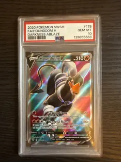 Houndoom V 178/189 Full Art 2020 Pokemon SWSH Darkness Ablaze PSA 10 Gem Mint - Image 1
