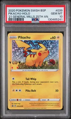 2020 POKEMON SWSH BLACK STAR PROMO #039 PIKACHU-HOLO PSA 10 - Image 1