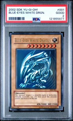 2002 YU-GI-OH! STARTER DECK: KAIBA #001 BLUE-EYES WHITE DRAGON PSA 2 - Image 1