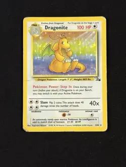 Pokemon TCG Dragonite Fossil 4/62 Holo Rare 100 HP 1999 Wizards Card Stock-HP/DG - Image 1