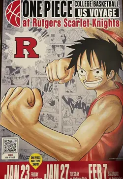 One Piece Monkey D. Luffy US College Basketball SEALED Card & poster RUTGERS - Image 3
