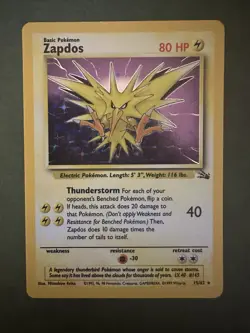 Pokemon TCG Zapdos Fossil Holo Unlimited Rare Card 15/62 - Image 1