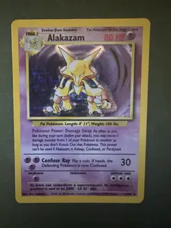 Pokemon TCG Alakazam Base Set Holo Card 1/102 Unlimited Rare - Image 1