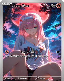 LoveangelGames-Season 2- Custom Card- Waifu Universe- Zero Two Moon - Image 1