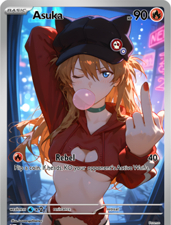 LoveangelGames-Season 2- Custom Card- Waifu Universe- Asuka Rebel - Image 1