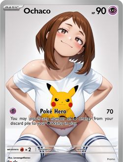 LoveangelGames-Season 2- Custom Card- Waifu Universe- Ochaco Poke Hero - Image 1