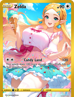 LoveangelGames-Season 2- Custom Card- Waifu Universe-Zelda Candyland - Image 1