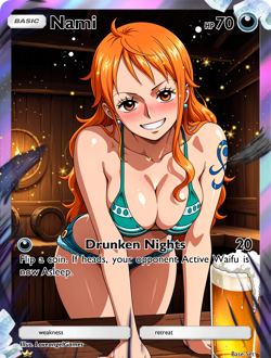 LoveangelGames-Season 4- Custom Card- Waifu Universe-Nami-Drunken Nights - Image 1