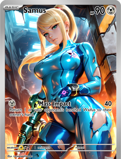 LoveangelGames-Season 2- Custom Card- Waifu Universe-Samus Mass Impact - Image 1