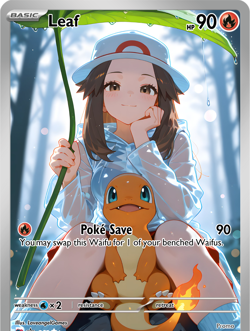 LoveangelGames-Season 2- Custom Card- Waifu Universe-Leaf Poke Save - Image 1
