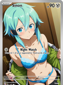 LoveangelGames-Season 2- Custom Card- Waifu Universe-Sinon Night Watch - Image 1