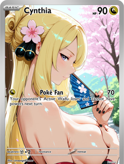 LoveangelGames-Season 2- Custom Card- Waifu Universe- Cynthia Poke Fan - Image 1