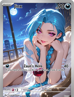 LoveangelGames-Season 2- Custom Card- Waifu Universe- Jinx Zauns Hero - Image 1