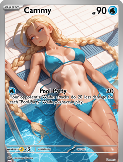 LoveangelGames-Season 2- Custom Card- Waifu Universe-Cammy-Pool Party - Image 1