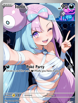 LoveangelGames-Season 2- Custom Card- Waifu Universe- Iono Poke Party - Image 1