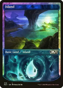 Core Set 2021 MTG Foil 1 Island (Showcase) Magic - Image 1