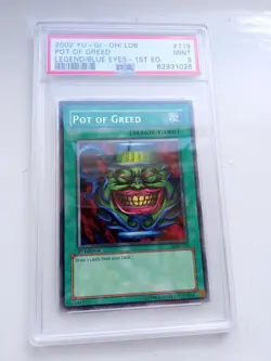 Yugioh POT OF GREED LOB-119 1st Edition MINT PSA 9 #119 AE - Image 1