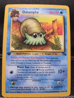 Omanyte 52/62 Common Fossil 1st Edition Non-Holo Pokemon Card LP - Image 1