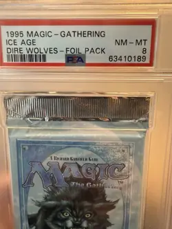 MTG Ice Age Booster Pack PSA 8 Dire Wolves Foil Magic The Gathering NEW SEALED 742818065078 - Image 2
