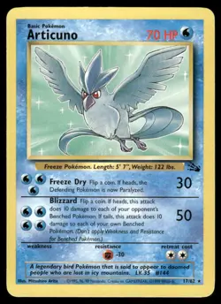 Pokemon Cards Articuno 17/62 UNLIMITED Fossil WOTC Rare LP - Image 1